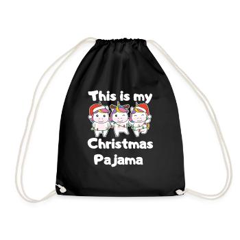Unicorn Christmas pajamas - Drawstring Bag - black - Front
