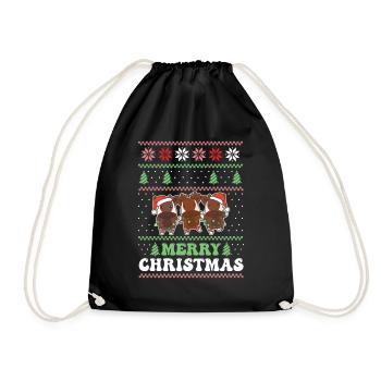 Merry Christmas retro ugly christmas Okapi - Drawstring Bag - black - Front