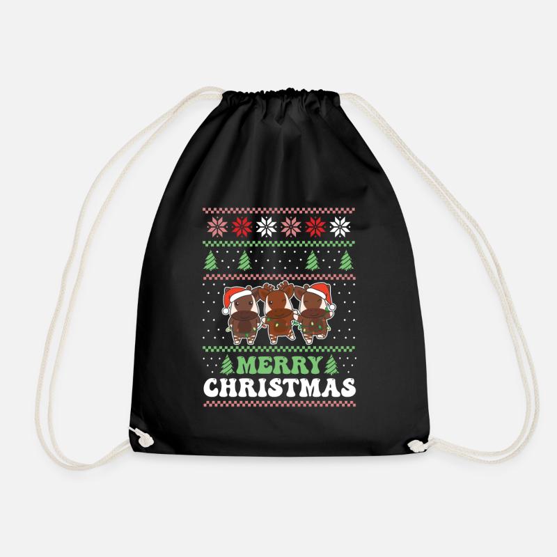Merry Christmas retro ugly christmas Okapi - Turnbeutel - Schwarz