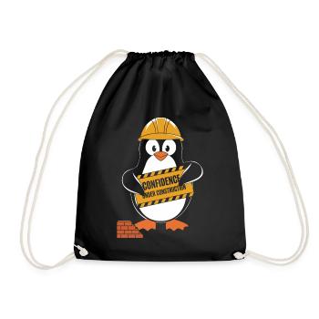 Self-confidence in construction penguin construction helmet - Drawstring Bag - black - Front