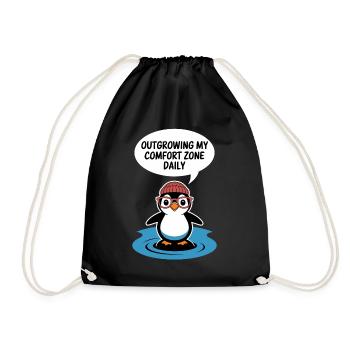 Grow Beyond Me Daily With Penguin - Drawstring Bag - black - Front
