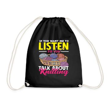 Écoutez-moi parler de tricot - Sac de sport léger - noir - Devant
