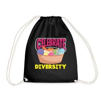 Celebrate Diversity Knitting Art - Drawstring Bag - black - Front