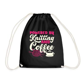 Gestrickt Von Kaffee Angetrieben - Turnbeutel - Schwarz - Vorne