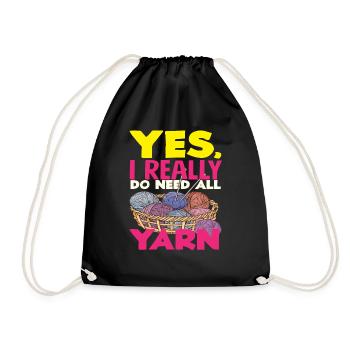 Knitting Yes I Need Yarn - Drawstring Bag - black - Front