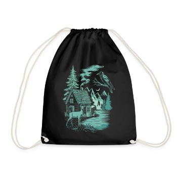 Paysage de forêt enchantée en cottagecore sombre - Sac de sport léger - noir - Devant