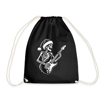 Rocking Christmas Skeleton Guitarist - Drawstring Bag - black - Front