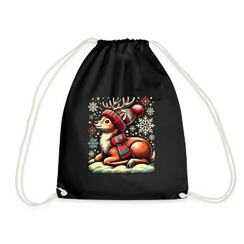 Renne de Noël vintage mignon mignon faon - Sac de sport léger - noir - Devant