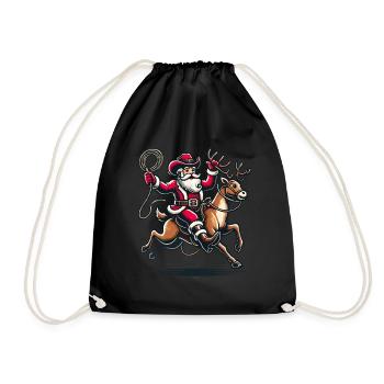 Cowboy Santa Claus Adventure - Drawstring Bag - black - Front