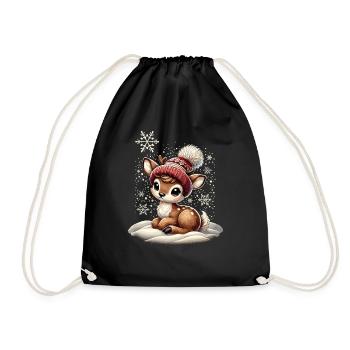 Renne de Noël vintage mignon mignon faon - Sac de sport léger - noir - Devant