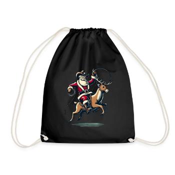 Rodéo du Père Noël cow-boy sur renne - Sac de sport léger - noir - Devant