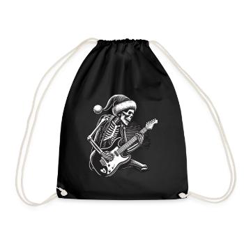 Christmas Rock N Roll Skeleton Guitarist - Drawstring Bag - black - Front