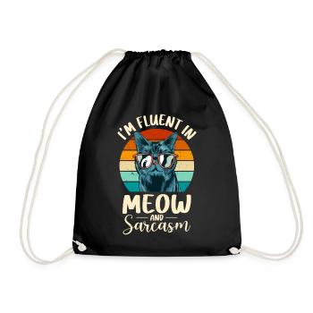 Witziger Katzen Spruch - Turnbeutel - Schwarz - Vorne