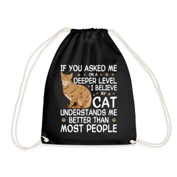 Witziger Katzen Spruch - Turnbeutel - Schwarz - Vorne