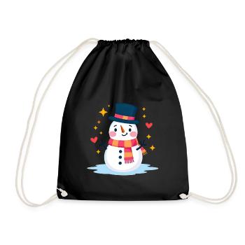 Süßer Schneemann mit Zylinder Festliche Weihnachtsstimmung - Turnbeutel - Schwarz - Vorne
