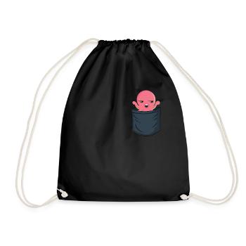 Octopus Chest Pocket Octopoda Cephalopoda - Drawstring Bag - black - Front