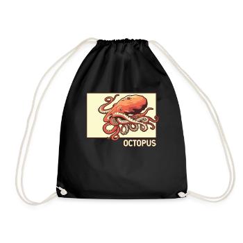 Octopus Doodle Chinese Hanzi Octopodes Octopoda - Drawstring Bag - black - Front