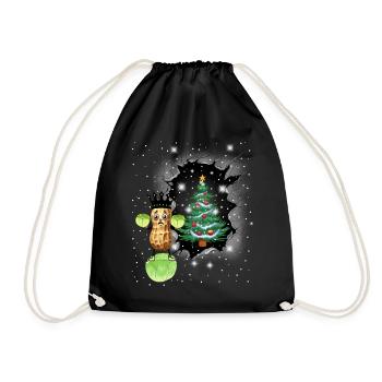 Winter Peanut Cabbage King Vegetable Xmas Vegetarian - Drawstring Bag - black - Front