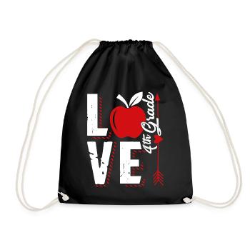 Love 4th Grade Teacher - Drawstring Bag - black - Front