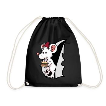 Souris Père Noël Cadeau de Noël Rat Rat - Sac de sport léger - noir - Devant