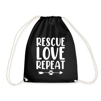 Rescue Love Repeat Foster Animal Rescue Animal - Turnbeutel - Schwarz - Vorne