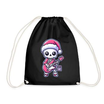 Christmas Rocking Skeleton Motif - Drawstring Bag - black - Front