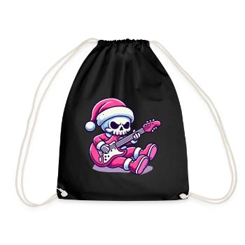 Christmas Skeleton Rocks Guitar Christmas - Drawstring Bag - black - Front