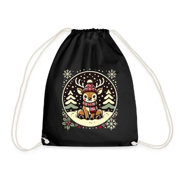 Adorable Vintage Design Christmas - Drawstring Bag - black - Front