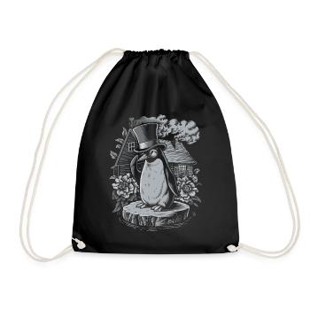 Pingouin Cottagecore foncé avec chapeau haut de forme - Sac de sport léger - noir - Devant