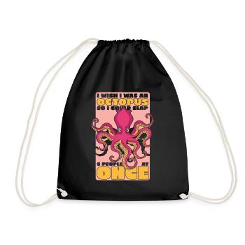 Could Slap 8 People At Once Cephalopoda Octopodes - Drawstring Bag - black - Front