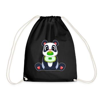 Panda Baby Bib Pacifier - Drawstring Bag - black - Front