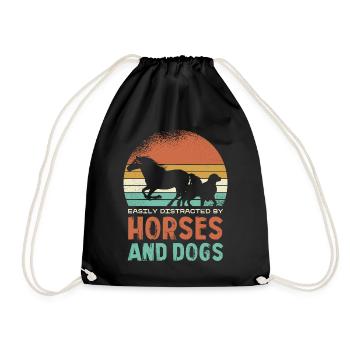 Facilement distrait par les chevaux et les chiens - Sac de sport léger - noir - Devant