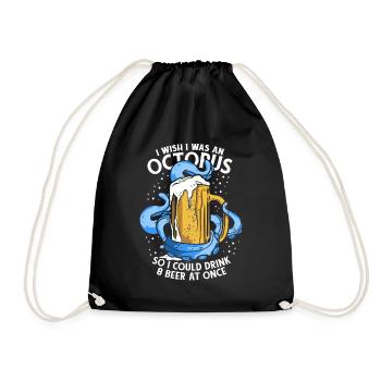 Könnte 8 Bier Auf Einmal trinken Oktopoden Octopoda - Turnbeutel - Schwarz - Vorne