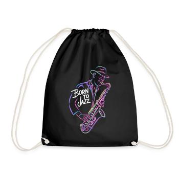 Born for Jazz Saxophone Art - Drawstring Bag - black - Front