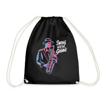 Jazz Musiker Swing Into The Groove Saxophon - Turnbeutel - Schwarz - Vorne