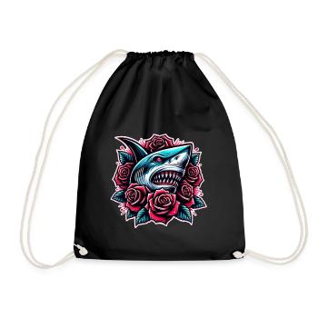 Shark - Drawstring Bag - black - Front