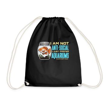 Aquarium Enthusiast I Am Not Anti-Social Aquascape - Drawstring Bag - black - Front