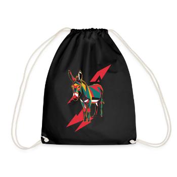Graphique géométrique des animaux de la ferme - Âne - Sac de sport léger - noir - Devant