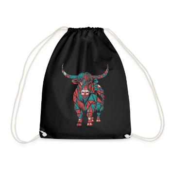 Géométrique Ferme Animal Graphique Coloré Bovins - Sac de sport léger - noir - Devant