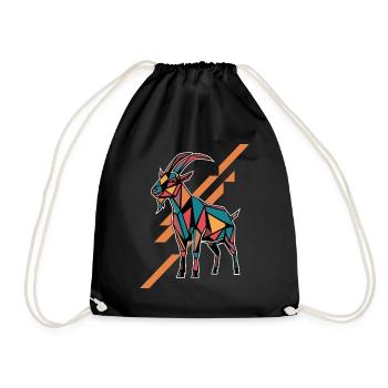 Geometric Farm Animal Graphic Colorful - Drawstring Bag - black - Front