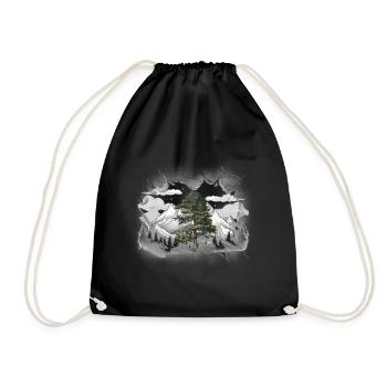 Nature Mountains Mountains Mountain Mountaineers Hike - Drawstring Bag - black - Front