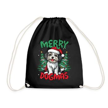 Merry Dogmas Funny Dogs Christmas - Drawstring Bag - black - Front