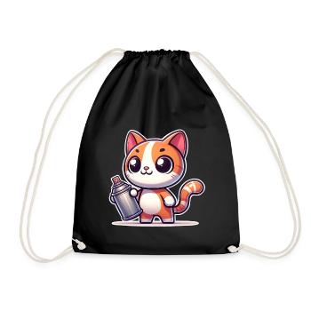 Cat Graffiti - Drawstring Bag - black - Front