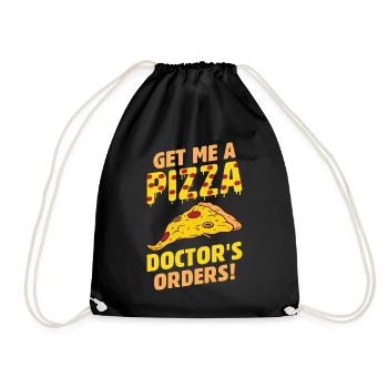 Funny pizza saying - Drawstring Bag - black - Front