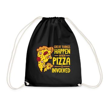 Funny pizza saying - Drawstring Bag - black - Front