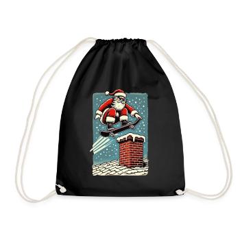 Planche à roulettes de Noël Cheminée du Père Noël - Sac de sport léger - noir - Devant