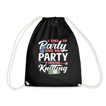 Je fête avec du tricot et de la laine - Sac de sport léger - noir - Devant