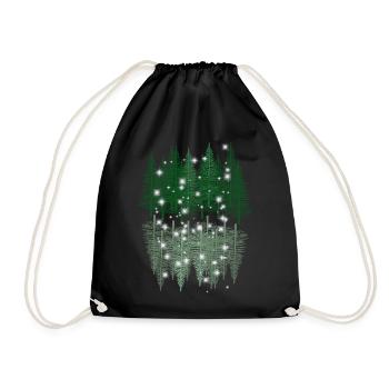 Forest Nature Reflection Nature Lover Spruce Trees - Drawstring Bag - black - Front