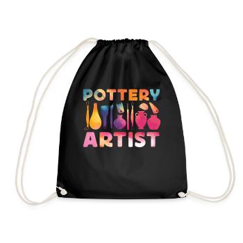 Pottery Ceramics Artist Watercolor - Drawstring Bag - black - Front