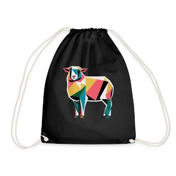 Mouton graphique graphique d’animal de ferme géométrique coloré - Sac de sport léger - noir - Devant